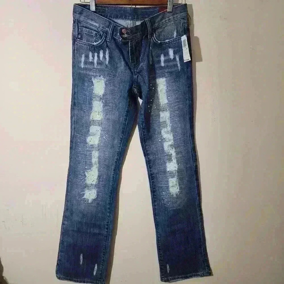 P5024 vintage nwt seven jeans flare massive distressed jeans originally $98.00 - Picture 2 of 8